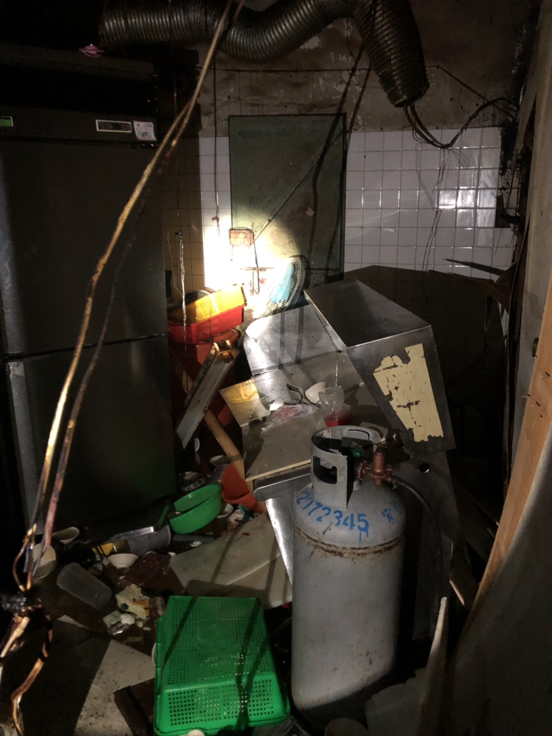 台中漢口路麵攤氣爆現場。 台中市消防局/提供
