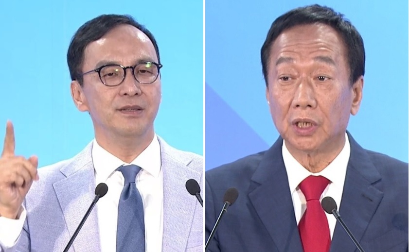 朱立倫今（4）日再度評論郭台銘「散盡家財」說法。 圖：新頭殼合成