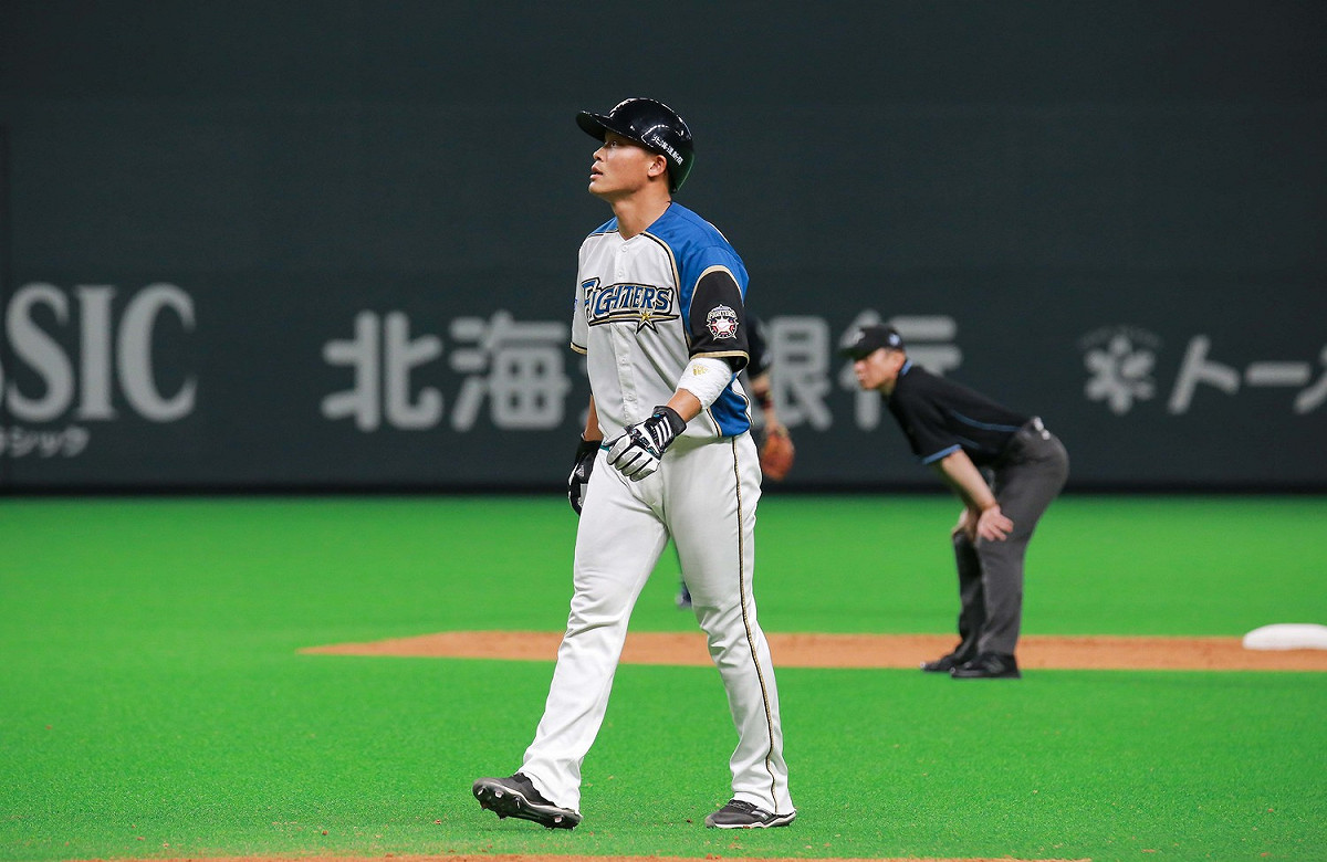 北海道火腿鬥士隊外野手王柏融。 圖／記者葉政勳攝 , 2019.03.30