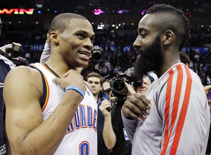 Russell Westbrook(左)、James Harden 圖／美聯社／達志影像