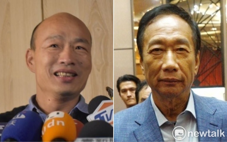 高雄市長韓國瑜(左)於黨內初選擊敗前鴻海集團董事長郭台銘(右)，成為國民黨總統候選人。 圖：新頭殼合成