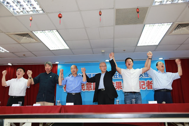 國民黨總統初選民調發布，在「韓、蔡、柯」「三腳督」狀況下，韓國瑜的支持度不但蔡英文的3倍，還比蔡＋柯的支持度還要多。 圖：國民黨文傳會提供