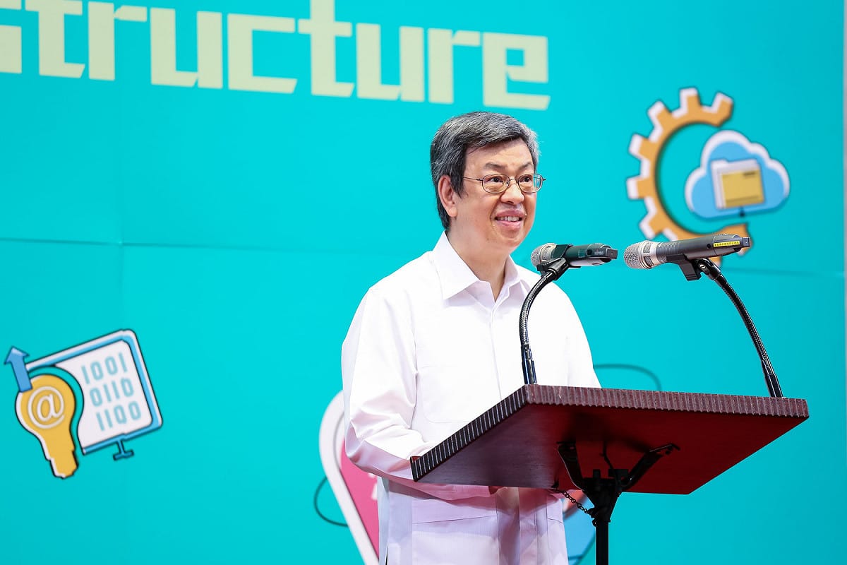 副總統陳建仁表示，希望透過國際友人擴大台灣人民的音量，讓世界知道台灣民主與科技的發展。 圖：行政院科技會報辦公室/提供