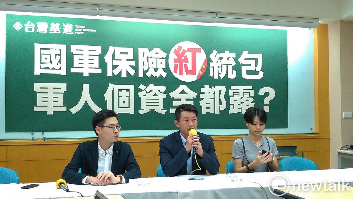 台灣基進今天(23日)指控，國軍保險竟由旺中統包。 圖:陳佩君/攝