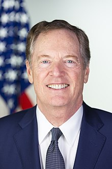 美國貿易談判代表萊特海澤被爆，24日將先率隊前往中國上海，為談判做準備。 圖：翻攝自維基網站