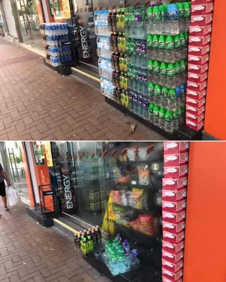 香港立法會議員鄭松泰PO出照片，指元朗市區的便利商店和超市在下午「隨時」關門落閘。民眾到超市搶買糧食、飲水。 圖：翻攝Chung-Tai Cheng 鄭松泰臉書