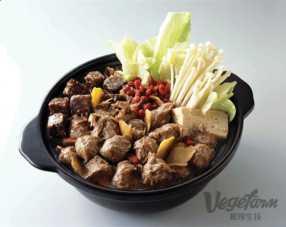 松珍推出的素食薑母鴨。 圖：松珍生物科技／提供