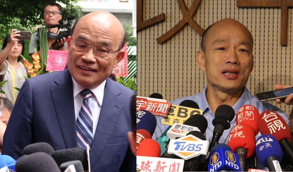 行政院長蘇貞昌（左）和高雄市長韓國瑜（右）口水不斷。 圖：新頭殼合成