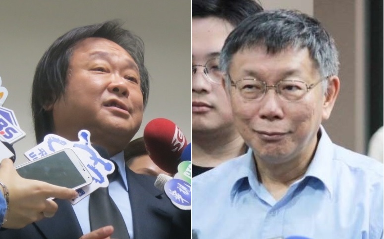 台北市長柯文哲(右)、民進黨台北市議員王世堅(左)。 圖：新頭殼合成