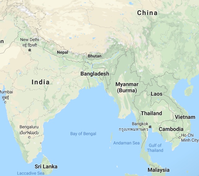 印度與緬甸都對中國充滿戒心 圖：取自Google map