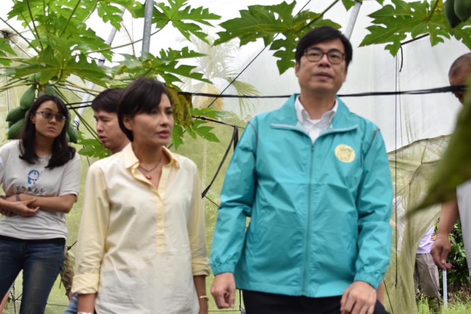 邱議瑩與陳其邁一起查看農損。 圖：邱議瑩臉書