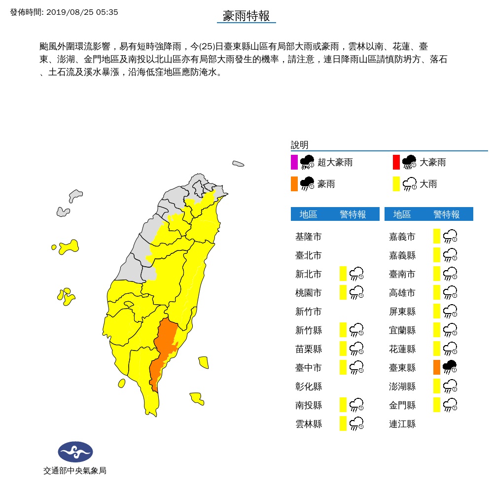 白鹿甩尾！台東豪雨特報 16縣市防大雨