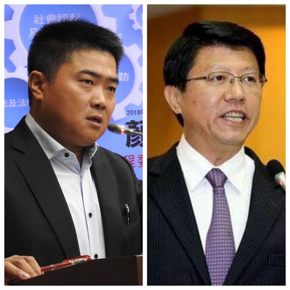 國民黨總統參選人韓國瑜的競選辦公室今日公布最新人事消息，由國民黨籍立委顏寬恒（左）與國民黨台南市黨部主委謝龍介（右），擔任競選辦公室副執行長職位。 圖：新頭殼製作