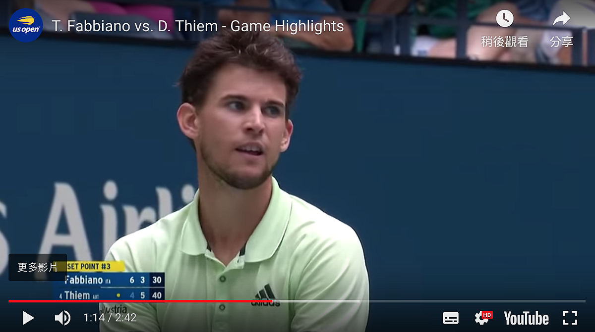 Dominic Thiem。 圖／翻攝自YOUTUBE