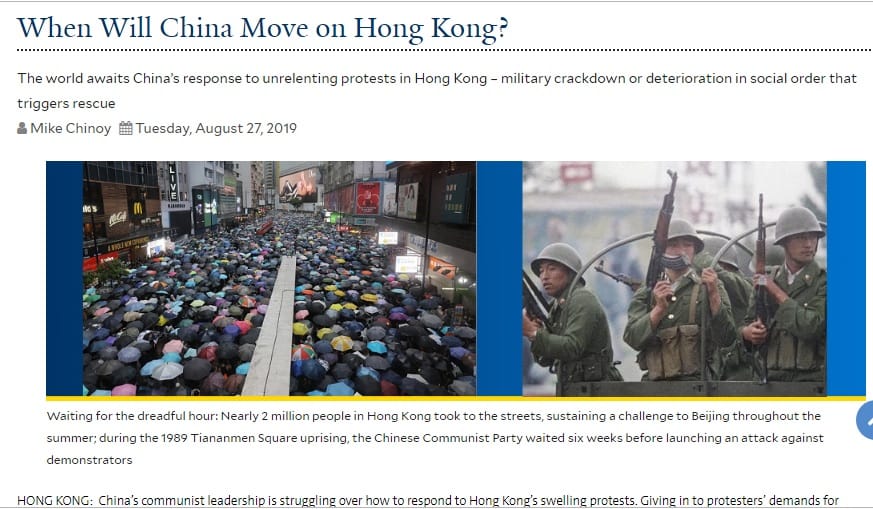 CNN原首席北京局局長齊邁克在耶魯大學全球網撰文，指中國智庫正研擬香港「二次回歸」。 圖：翻攝自耶魯大學全球網