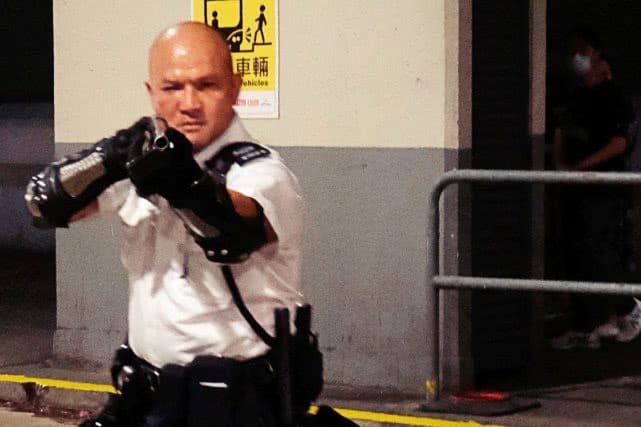「光頭警長」香港警署警長劉澤基。 圖：擷取自環球時報