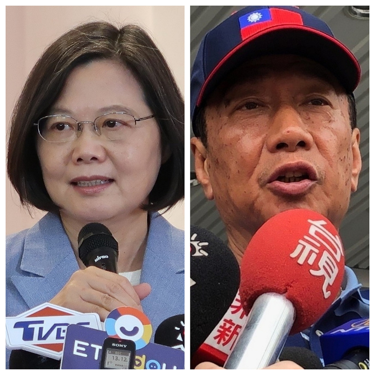 總統蔡英文（左），鴻海創辦人郭台銘（右）。 圖：新頭殼合成