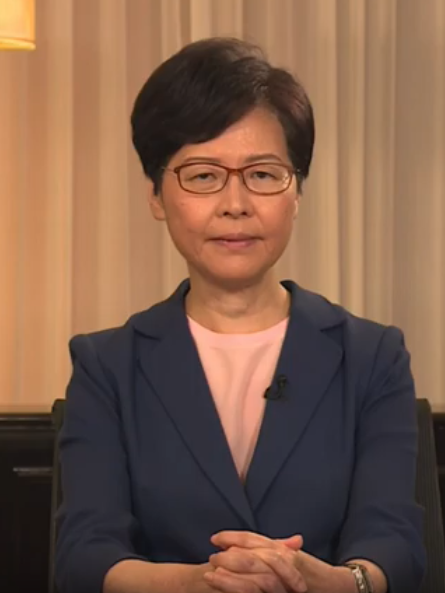 香港特首林鄭月娥4日表示，特區政府為正式撤回條例草案。 圖：翻攝林鄭月娥直播影片