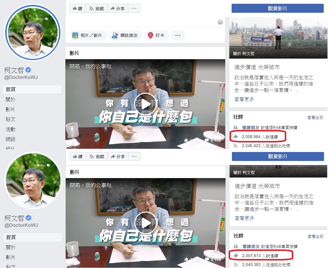 柯文哲一席「那小英是比較不會考試的韓國瑜？陳菊是比較肥的韓國瑜？」，再度引發臉書退讚潮，中午12點半至下午14點半，兩小時便有1200個帳號退讚。 圖：翻攝自柯文哲臉書