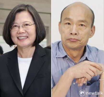 總統蔡英文(左)VS.國民黨總統候選人、高雄市長韓國瑜(右)。 圖：新頭殼合成