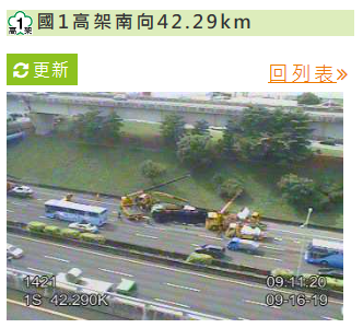 上午9時事發地點的狀況。 圖：翻攝自高速公路1968