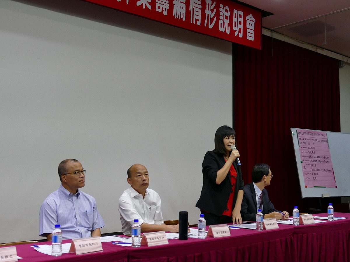 高雄市總預算案籌編情形說明會，韓國瑜(左一)、葉匡時(左一)列席。 圖：高雄市議會／提供