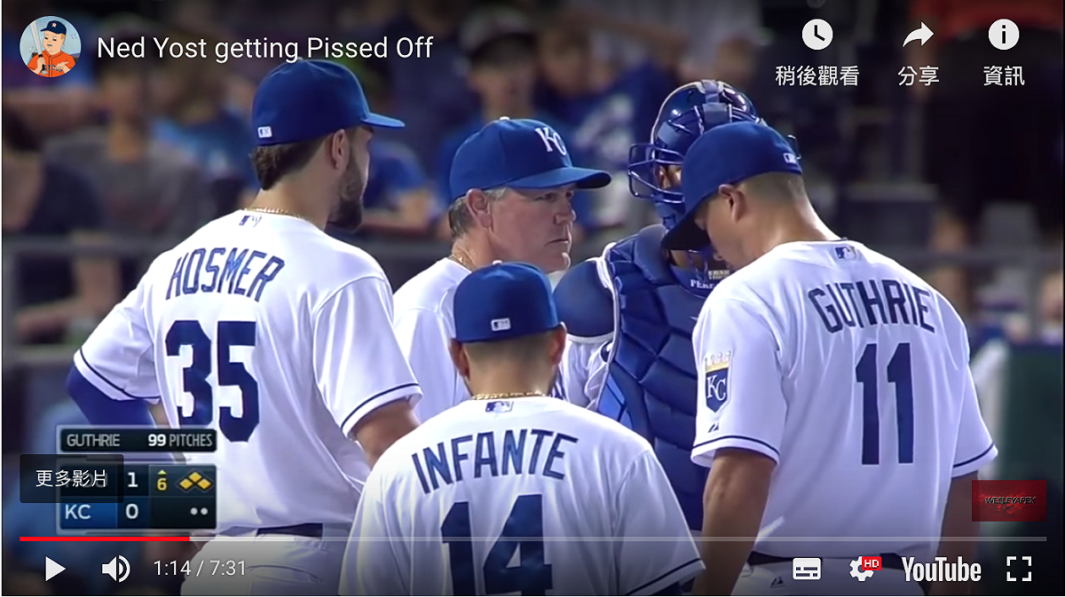 皇家隊總教練Ned Yost(中)宣布引退。 圖／翻攝自YOUTUBE