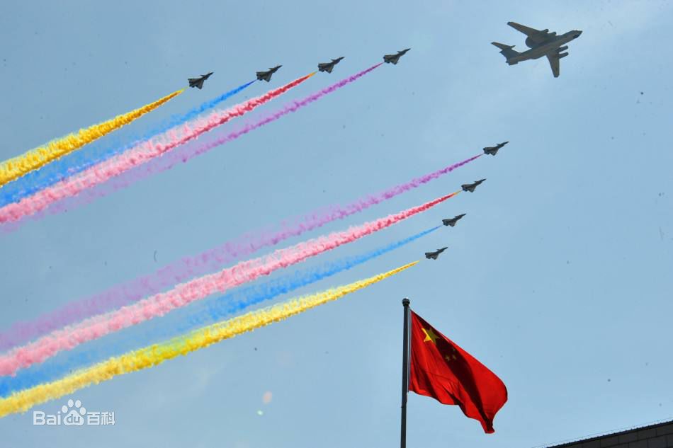 由空軍領機表演。 圖：翻攝自百度百科