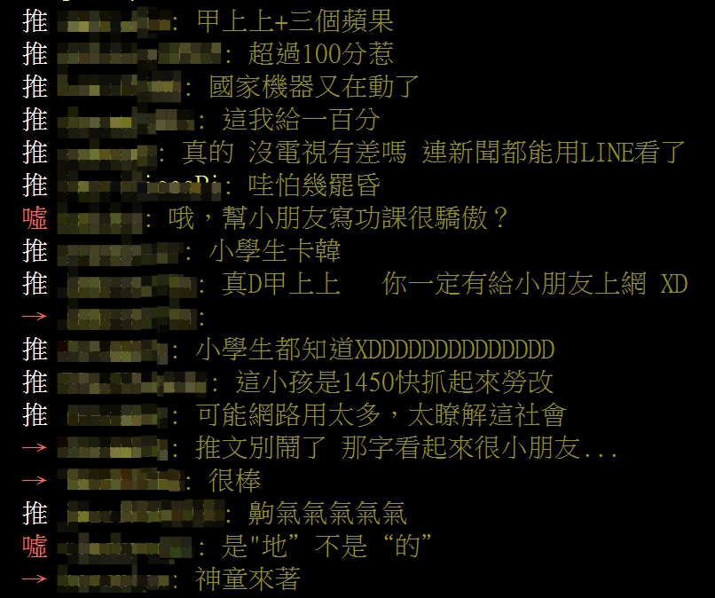 網友們大讚並給這位學生「甲上上」。 圖：翻攝自PTT