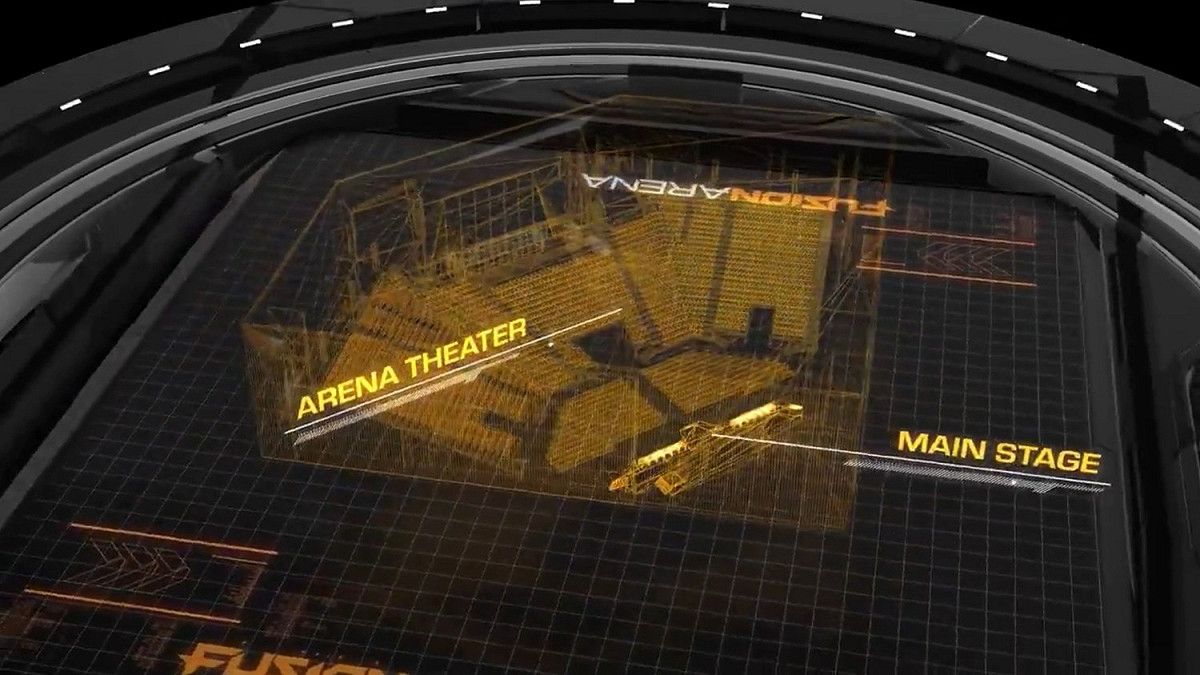 費城融合未來主場館「Fusion Arena」的立體透視影片磅礡登場。 圖：翻攝自費城融合推特