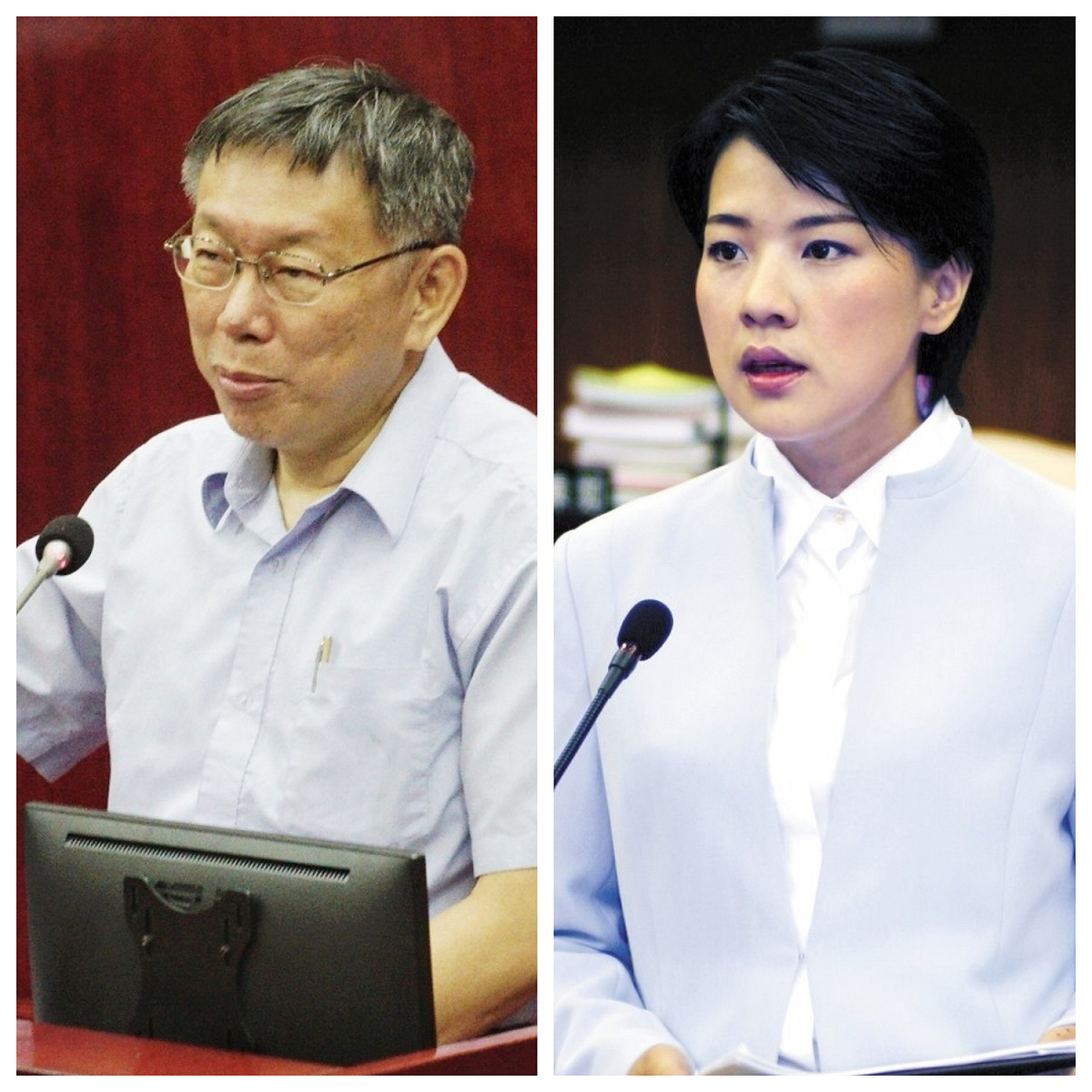 議員黃珊珊（左）將接任台北市副市長，台北市長柯文哲（右）表示，市府團隊想找的副市長希望是來自民意機關，不是作秀型的，「黃珊珊比較符合我們的調調。」 圖：新頭殼製作