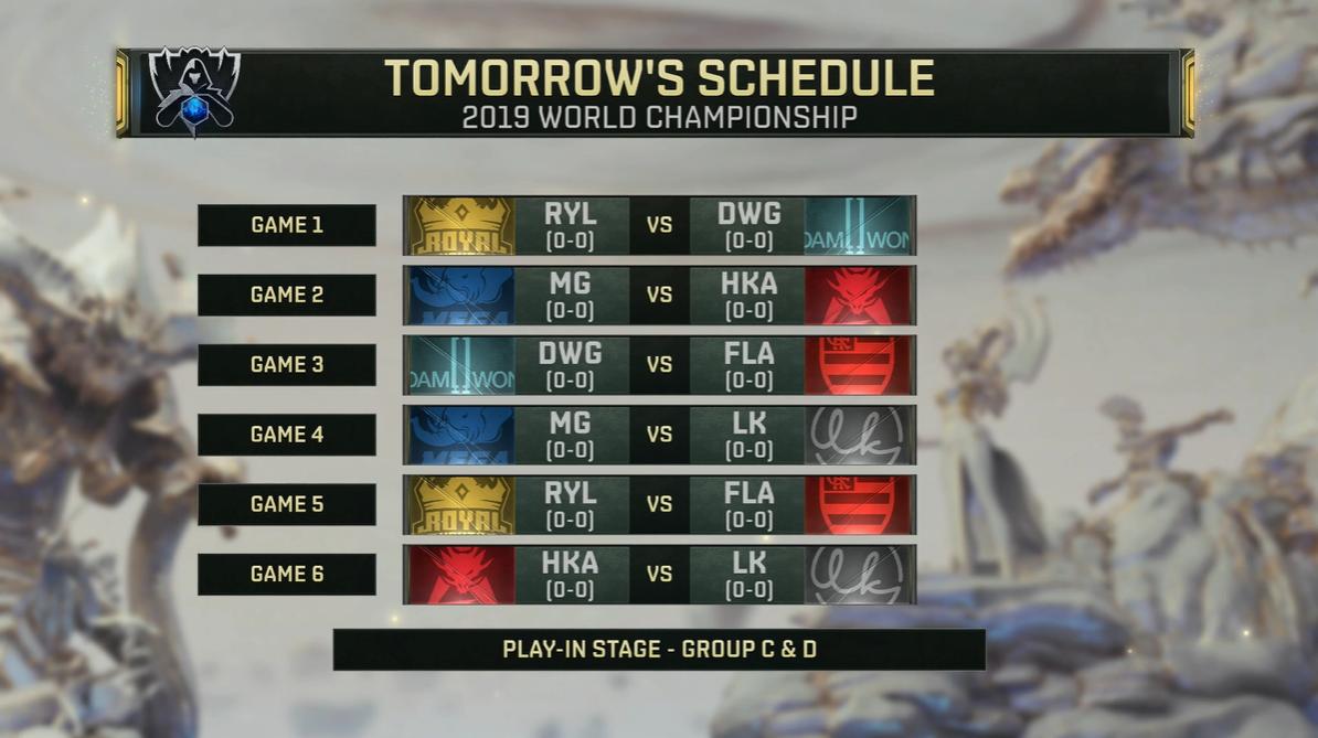 《英雄聯盟》世界賽入圍賽 Day2 賽程 圖：翻攝自 lol esports 推特