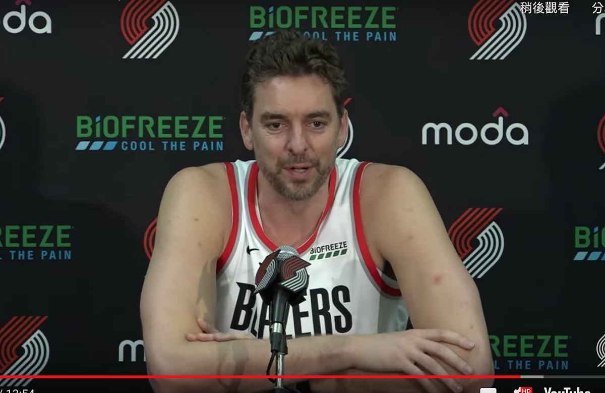 拓荒者老將Pau Gasol。 圖／翻攝自YOUTUBE