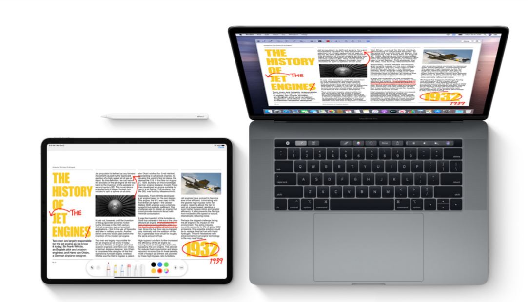 macOS Catalina新功能「Sidecar」，可以將iPad作為Mac的延伸螢幕，主打創作者多工使用。 圖：翻攝自Apple官網