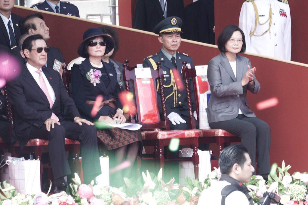 總統蔡英文觀禮情況。 圖：張良一/攝