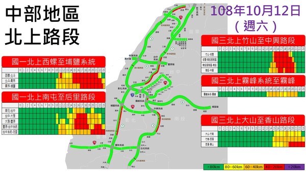 中部地區北上國道易塞路段。 圖/高公局提供