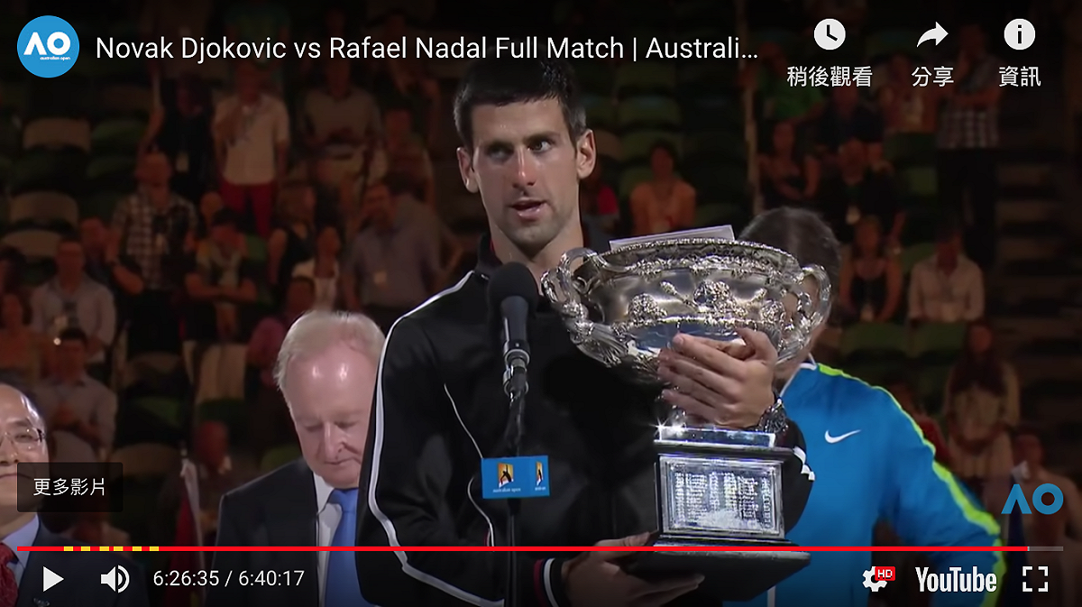 塞爾維亞「喬帥」Novak Djokovic。 圖／翻攝自YOUTUBE