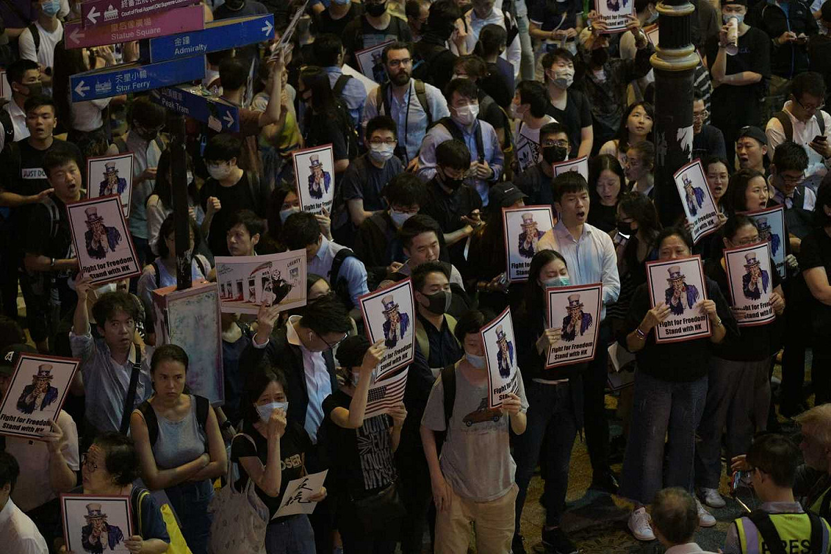 中環遮打花園今晚舉行「香港人權法造勢大會」。 圖：翻攝星島日報