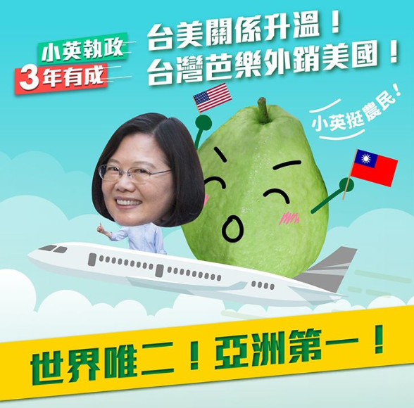 蔡英文在臉書發文，宣布台灣芭樂將進軍美國市場 圖：翻攝自總統蔡英文臉書