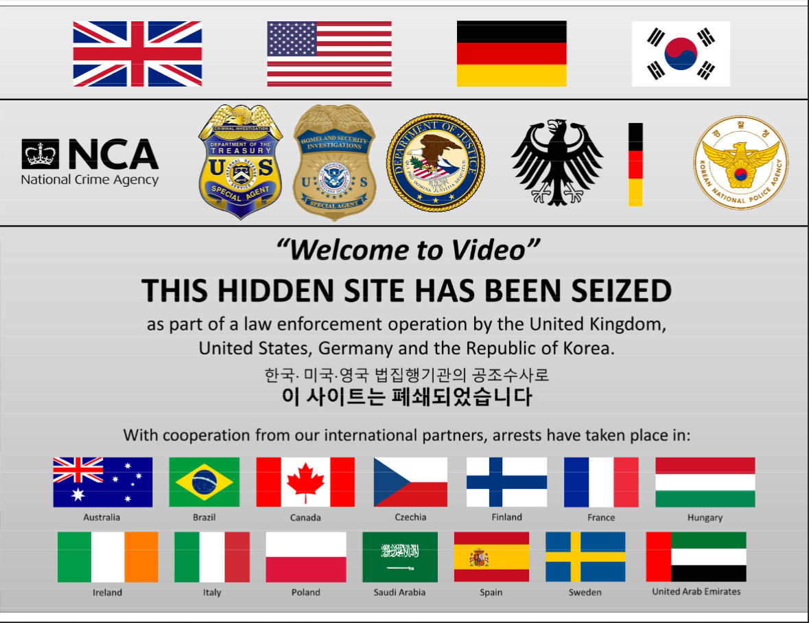 世界最大的兒童色情網站「Welcome to Video」已遭聯手破獲。 圖：翻攝自美國司法部