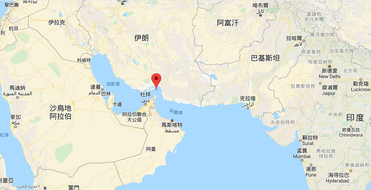 日本朝日新聞報導，日本已決定派遣自衛隊進駐荷莫茲海峽（Strait ofHormuz）。 圖：翻攝Google Map