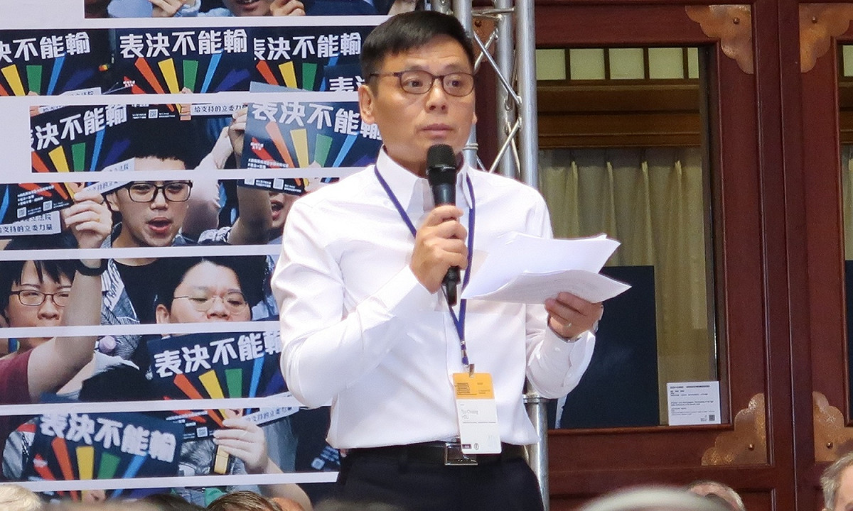 邱和順21日在國際人權聯盟第40屆年會演講。 圖：林朝億/攝