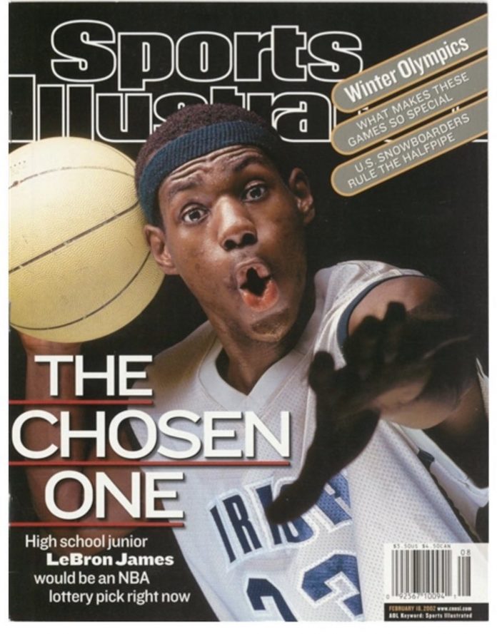 LeBron James高中登上運動畫刊封面。 圖／取自網路