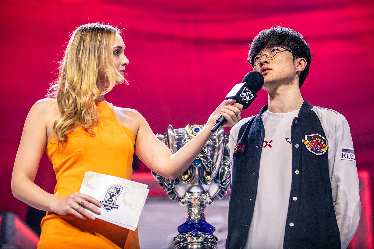 Faker回應Sjokz會更努力拿到第兩百勝。 圖：翻攝自LOL Esports flickr