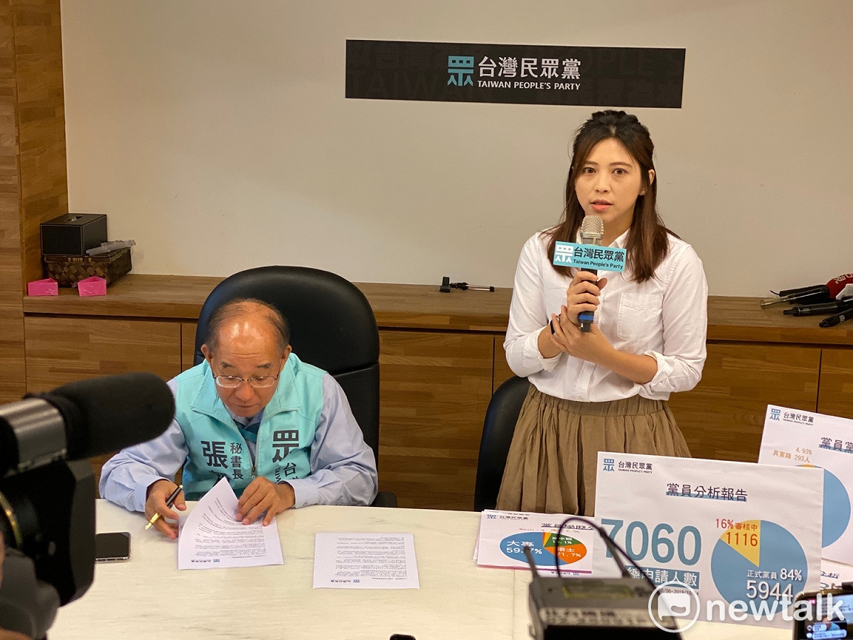 民眾黨發言人陳思宇、秘書長張哲揚。 圖：周煊惠 ／攝