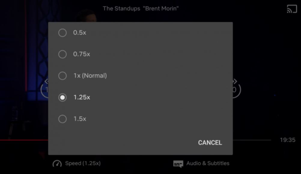 Netflix已證實，目前正在測試、調整影片播放速度，包含0.5、0.75、1.25和1.5倍速等選擇。 圖：翻攝自Android Police