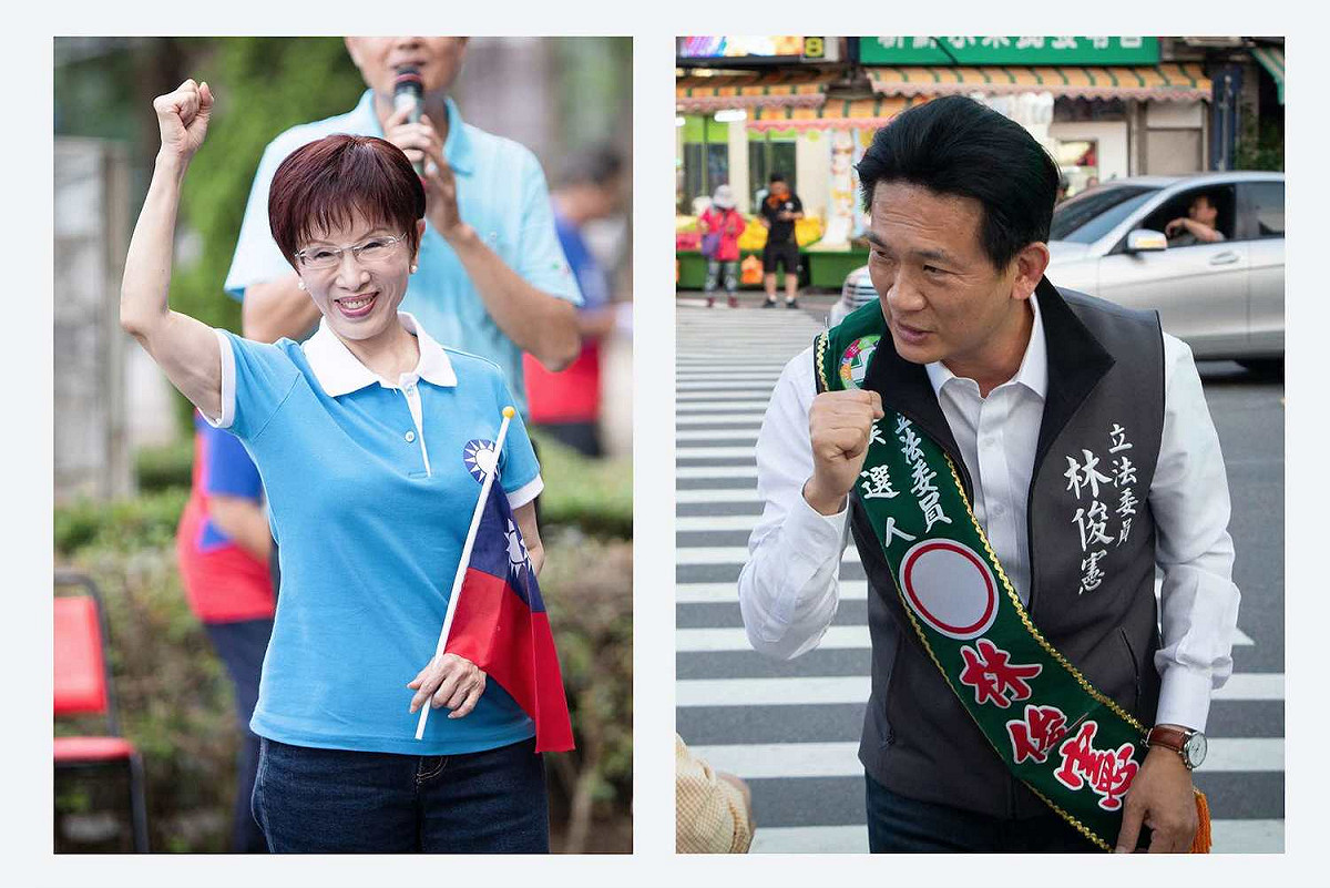 國民黨籍台南立委參選人洪秀柱（左）、民進黨籍台南立委林俊憲（右）。 圖：翻攝自洪秀柱臉書、林俊憲臉書合成