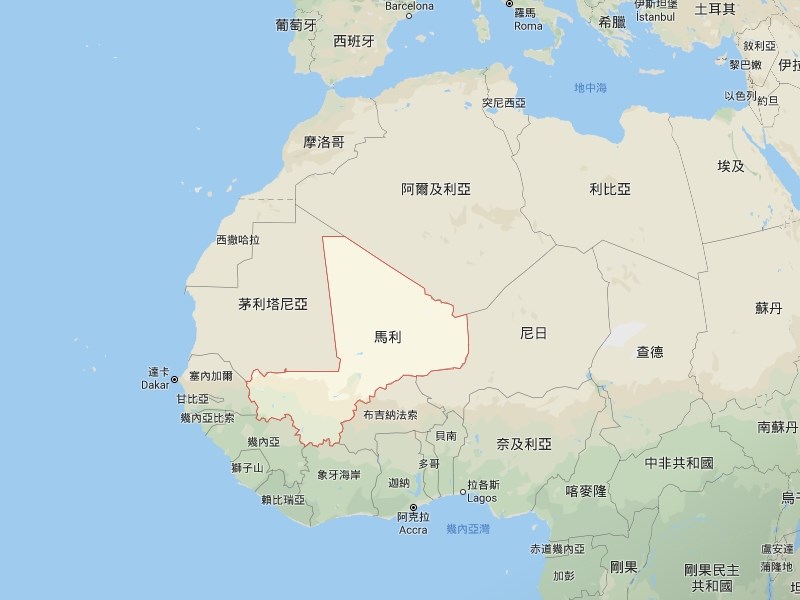 馬利東北部一個軍方前哨基地1日遇襲，造成53名官兵和1名平民喪命。 （圖取自Google地圖網頁google.com/maps）