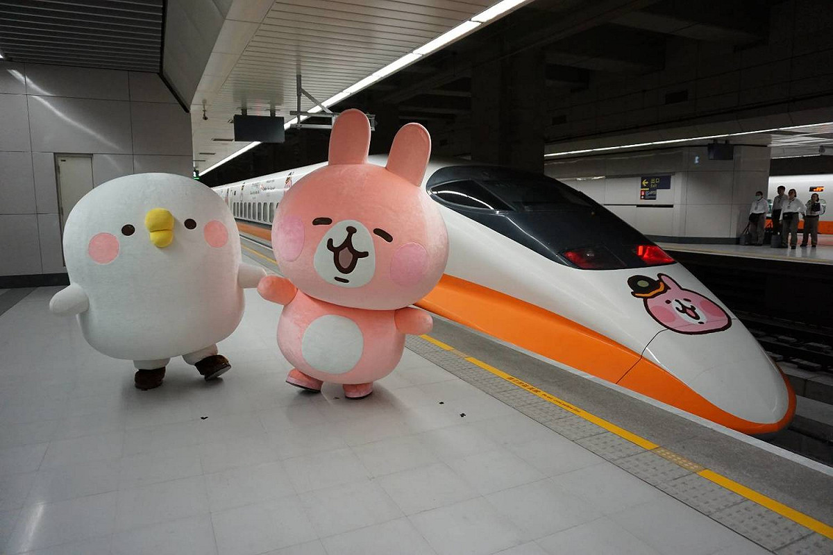高鐵與日本著名插畫家卡娜赫拉打造「卡娜赫拉的小動物彩繪列車」，今天首航。 圖：台灣高鐵／提供