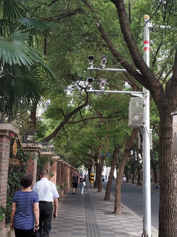 上海街道隨處可見監視器。 圖 : 中央社